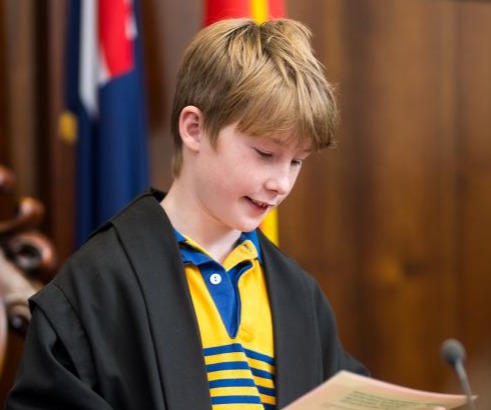 Student reading in room 