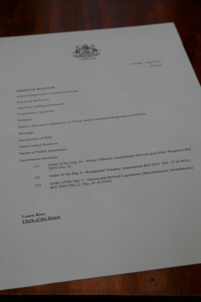 Order of Business Government Business